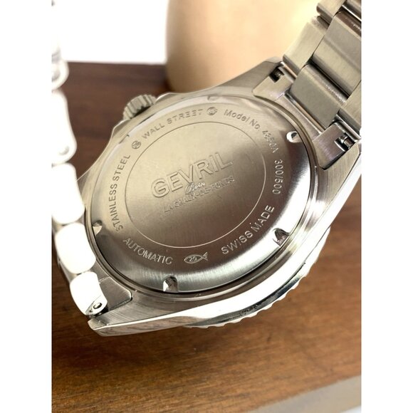 Gevril Men's Watch 4850A Wall Street Swiss Automatic Diver Black Dial Steel 43mm - Picture 6 of 14